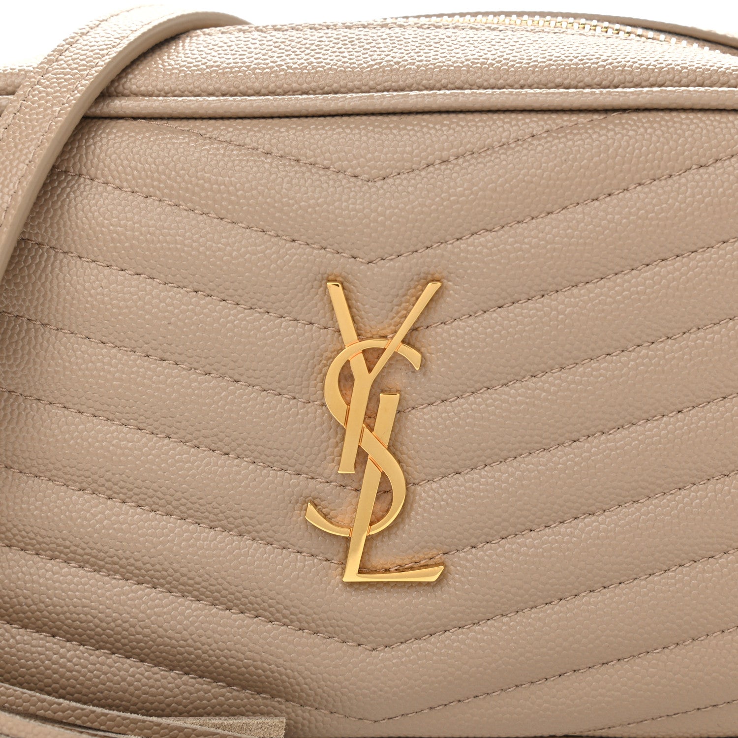 Saint Laurent Grain De Poudre Matelasse Monogram Mini Lou Camera Bag Dark Beige 8 of 10