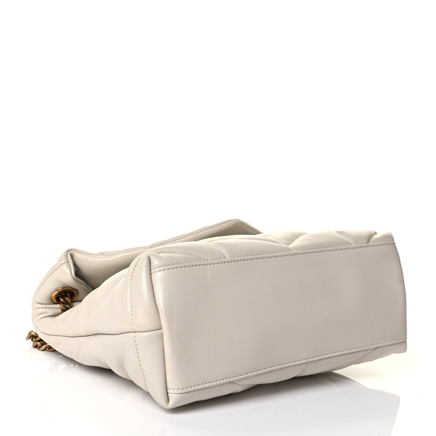 Saint Laurent Lambskin Quilted Small Loulou Puffer Monogram Chain Satchel Blanc Vintage 7 of 19