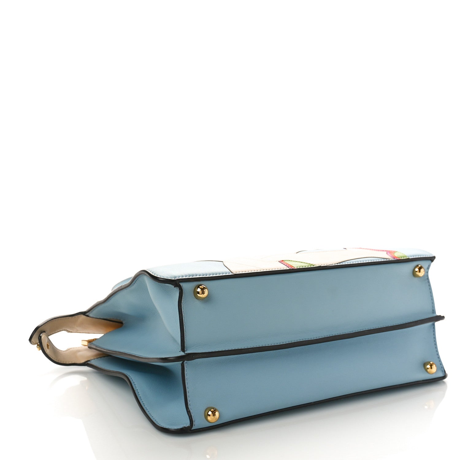 Fendi Vitello Seta Nappa Bi-Color Rainbow Girl Inlay Medium Peekaboo I SEE U Satchel Azzurro Baby Multicolor 4 of 9