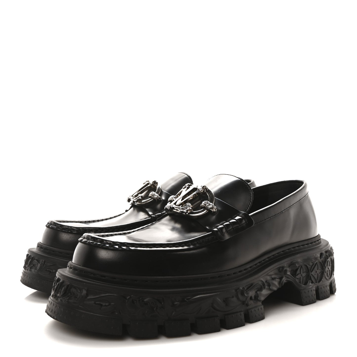 Calfskin Baroque Mens LV Loafers 9 Black