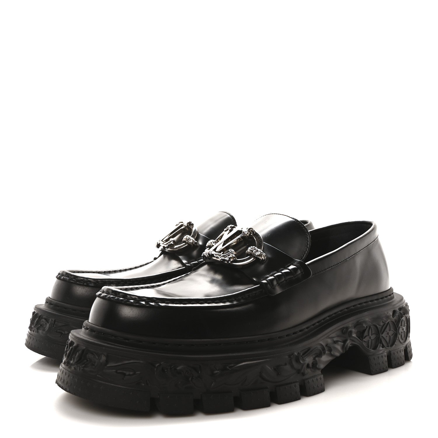 Louis Vuitton Calfskin Baroque Mens LV Loafers 9 Black 4 of 9