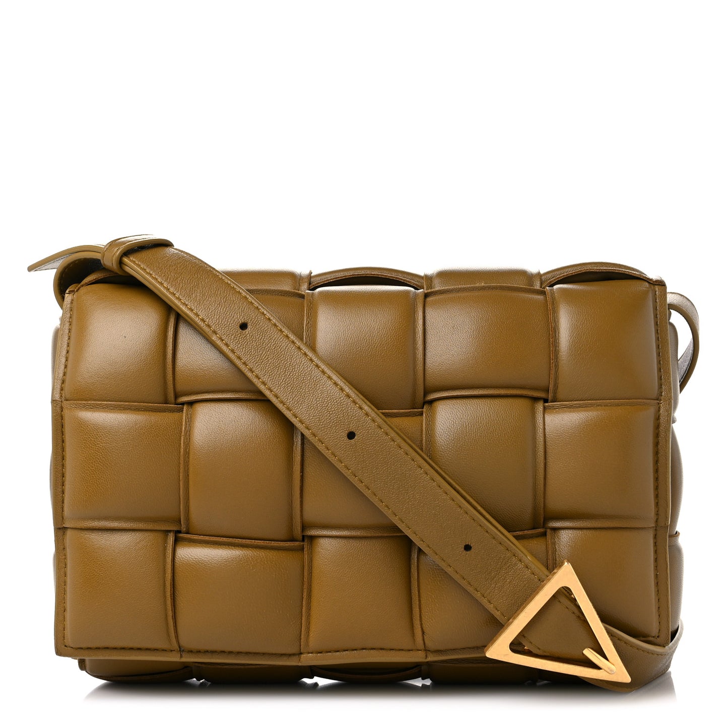 Nappa Maxi Intreccio Padded Cassette Crossbody Bag Caramel