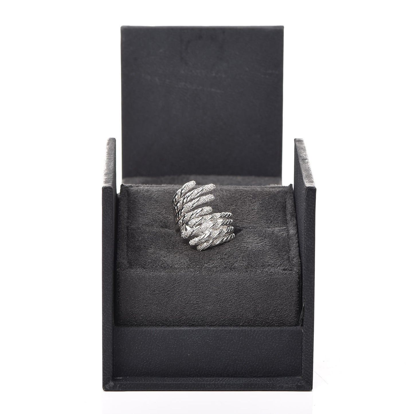 Sterling Silver Diamond Willow Open Four Row Ring 49 5