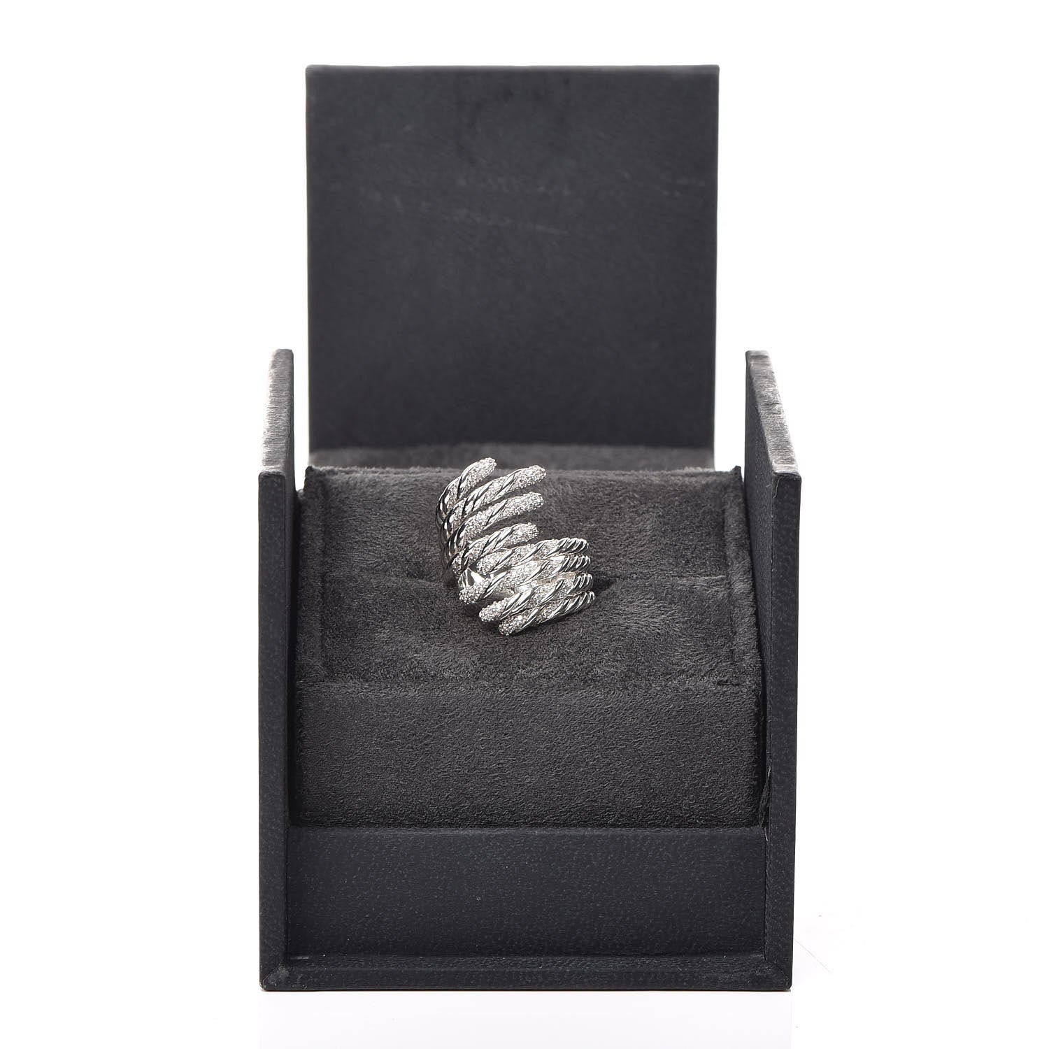 David Yurman Sterling Silver Diamond Willow Open Four Row Ring 49 5 6 of 6