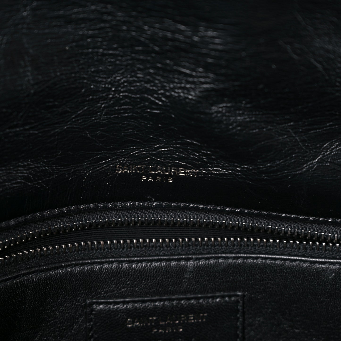 Crinkled Calfskin Shearling Monogram Medium Niki Chain Satchel Black