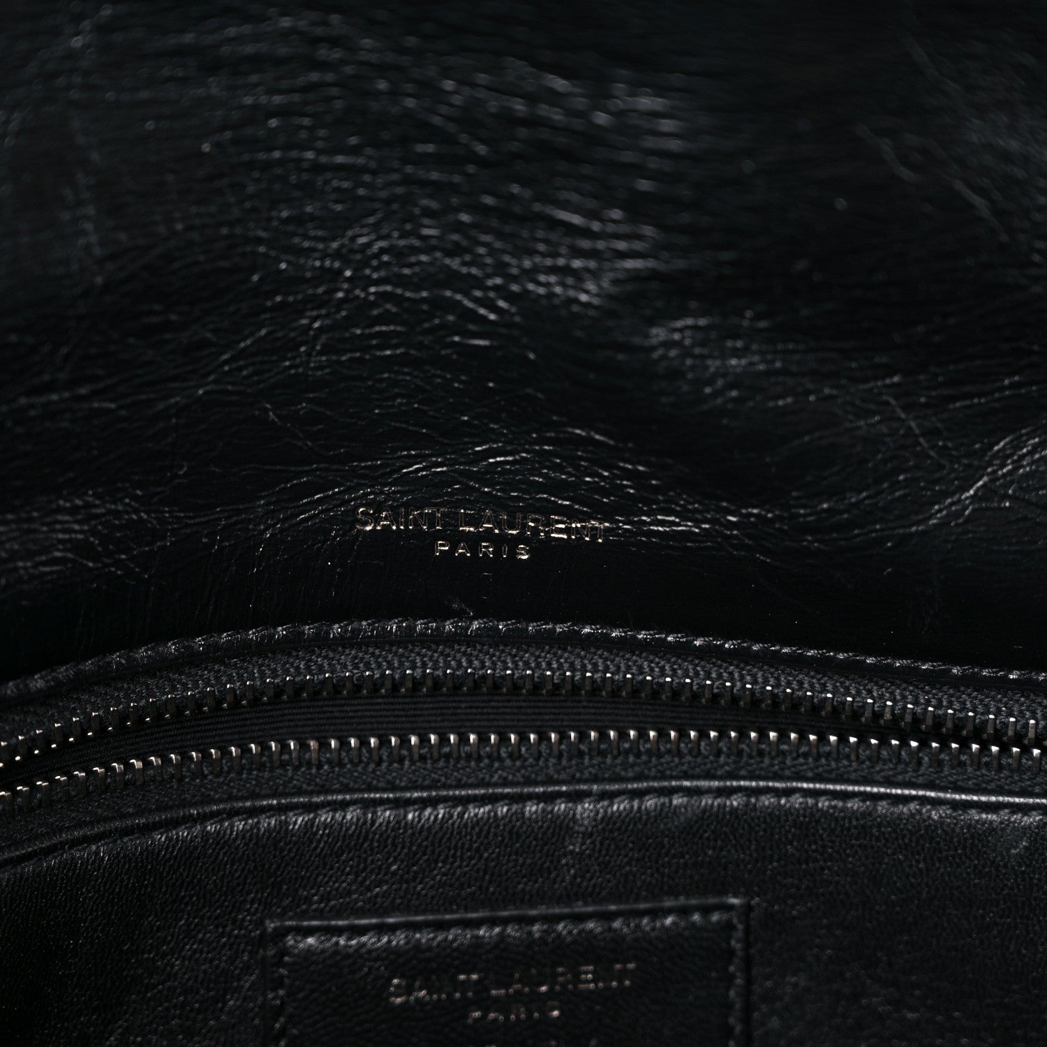 Saint Laurent Crinkled Calfskin Shearling Monogram Medium Niki Chain Satchel Black 6 of 12