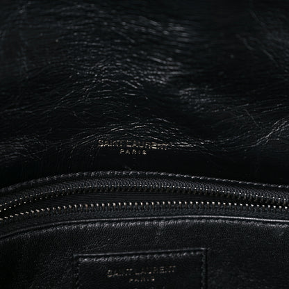 Saint Laurent Crinkled Calfskin Shearling Monogram Medium Niki Chain Satchel Black 6 of 12
