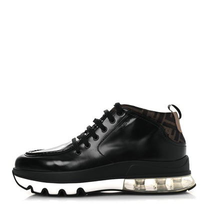 Fendi Calfskin Zucca Mens Lace Up Sneakers 8 Black Maya 1 of 12