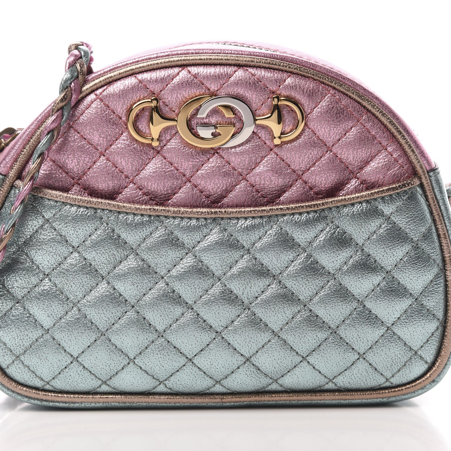 Gucci Laminated Nappa Trapuntata Mini Zumi Dome Shoulder Bag Rosa Lago Rame 8 of 11