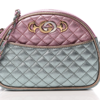 Gucci Laminated Nappa Trapuntata Mini Zumi Dome Shoulder Bag Rosa Lago Rame 8 of 11