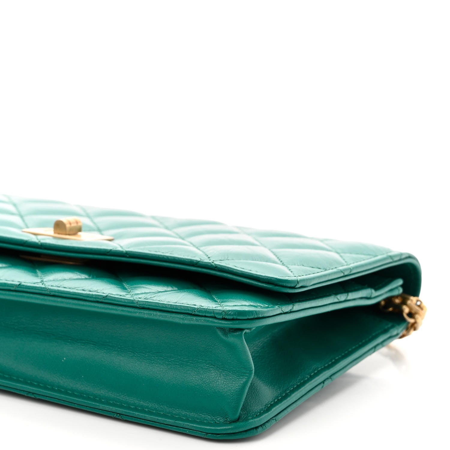 Chanel Aged Calfskin Quilted 2.55 Reissue Wallet On Chain WOC Green 9 of 9