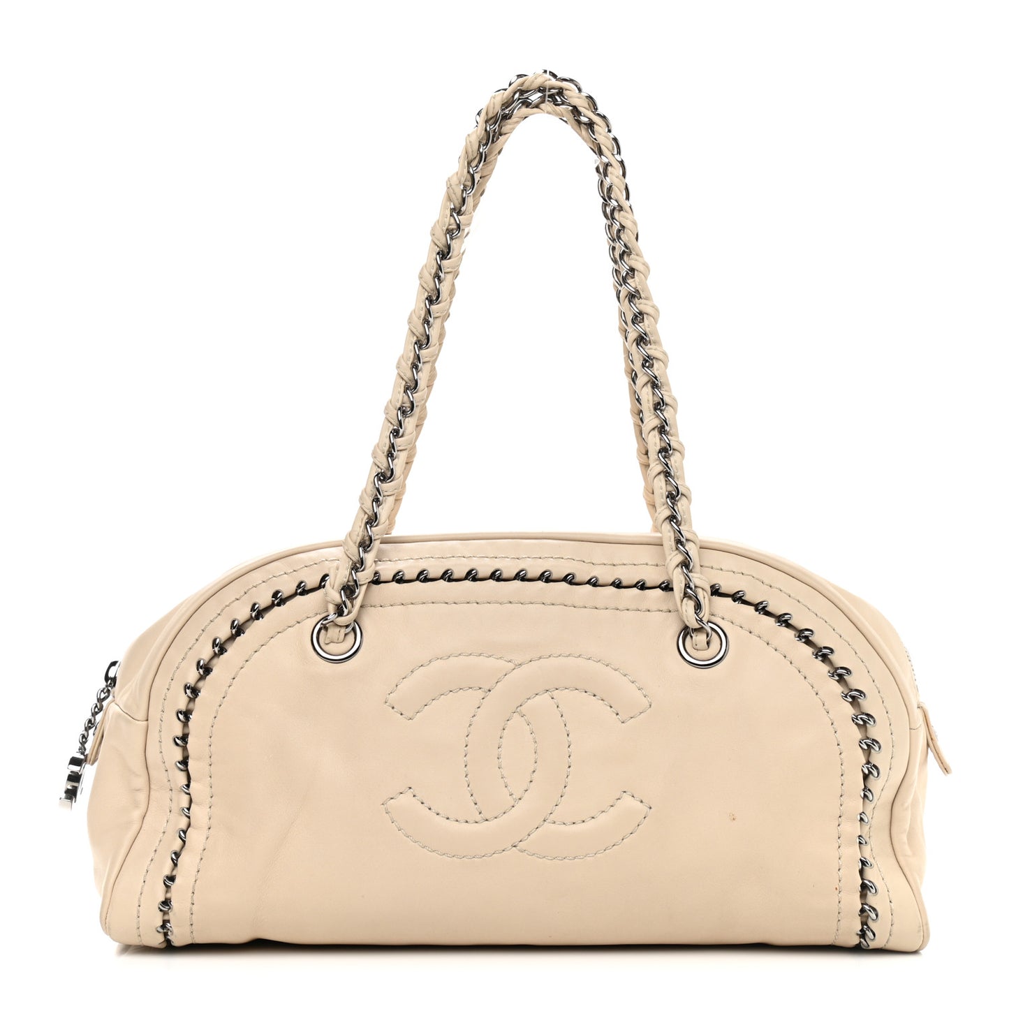 Smooth Calfskin Medium Luxe Ligne Bowler Light Beige