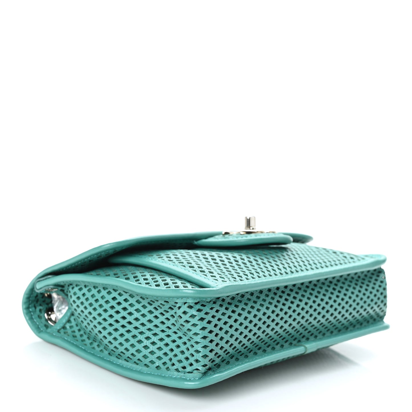 Perforated Calfskin Small Up In The Air Flap Green