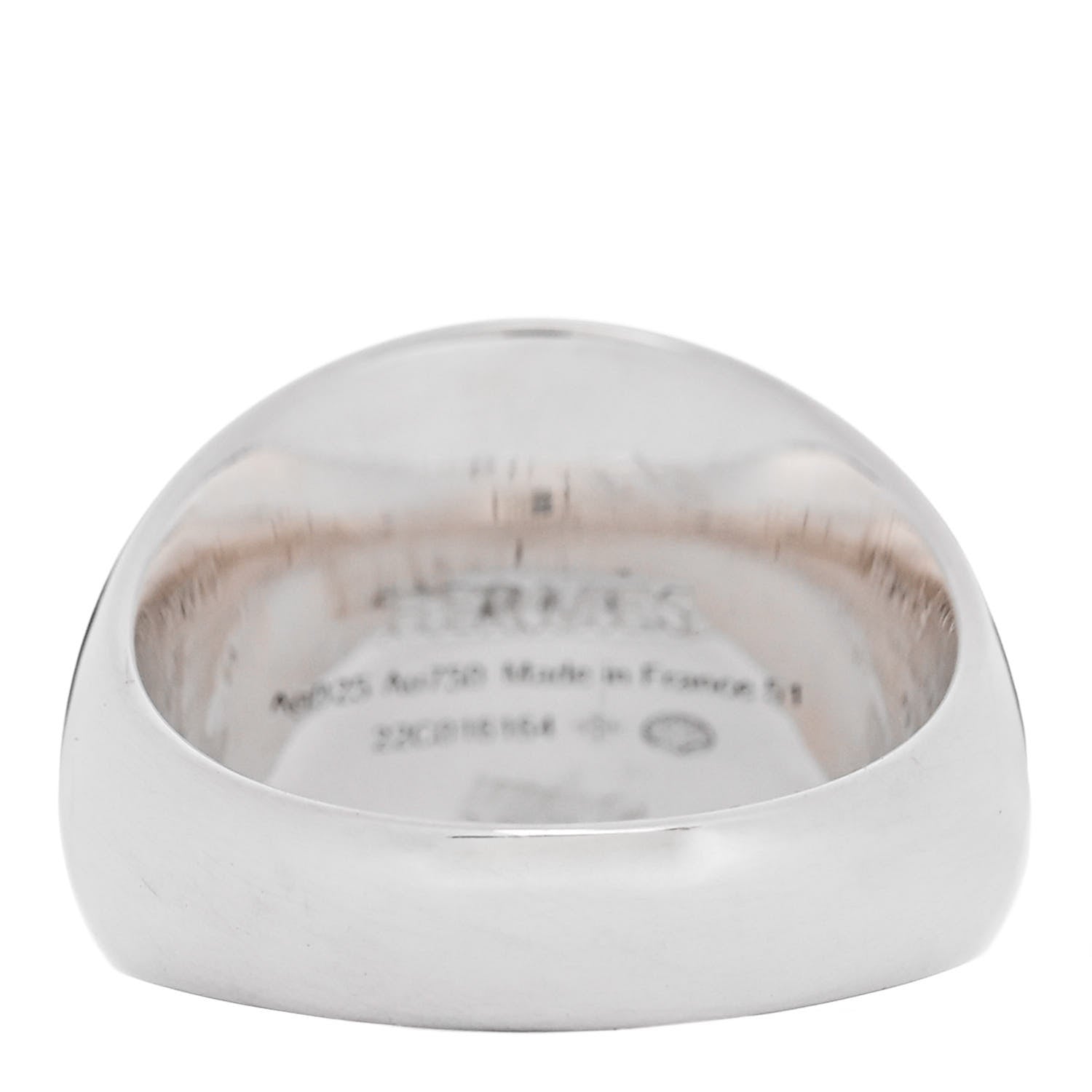Hermes Sterling Silver 18K Rose Gold PM Ex-Libris Signet Ring 51 5.75 3 of 4