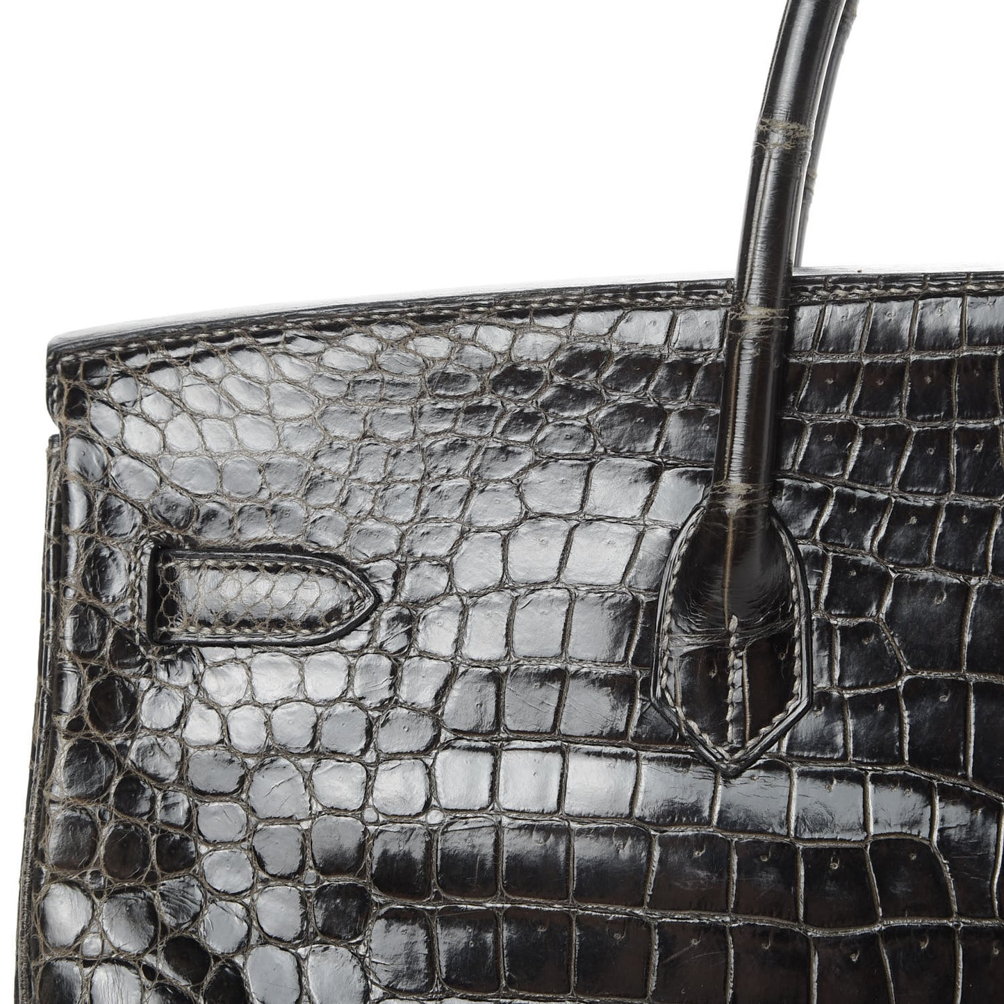 Shiny Porosus Crocodile Birkin 40 Graphite