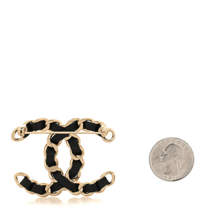 Chanel Lambskin Chain CC Brooch Black Gold 2 of 4