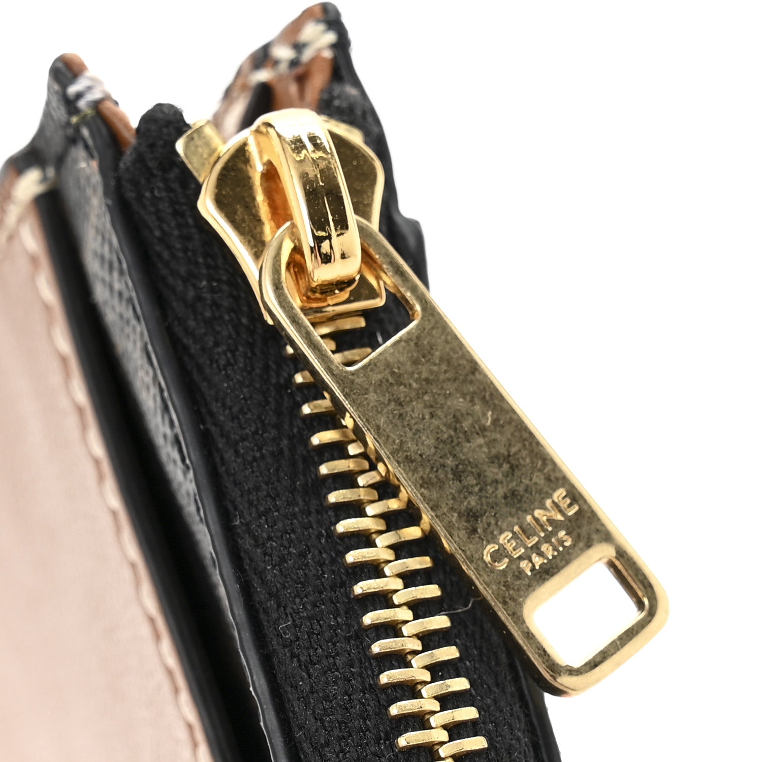 Celine Triomphe Canvas Zipped Card Holder Tan 9 of 10