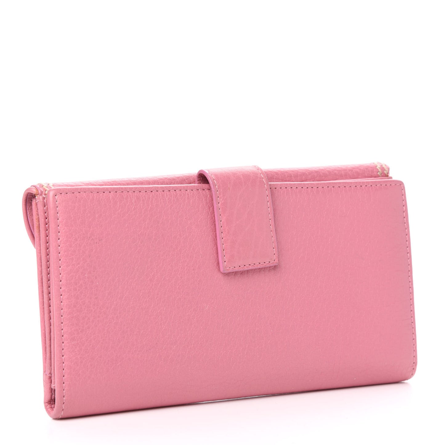 Calfskin Embroidered Romantic Flowers Saddle Wallet Pink