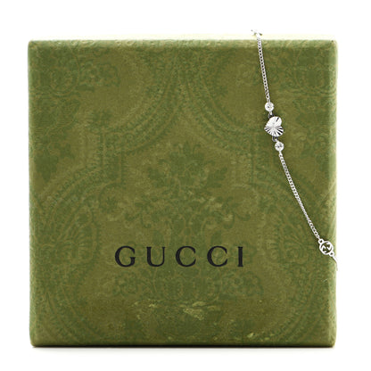 Gucci 18K White Gold Diamond Heart GG Station Bracelet 5 of 5