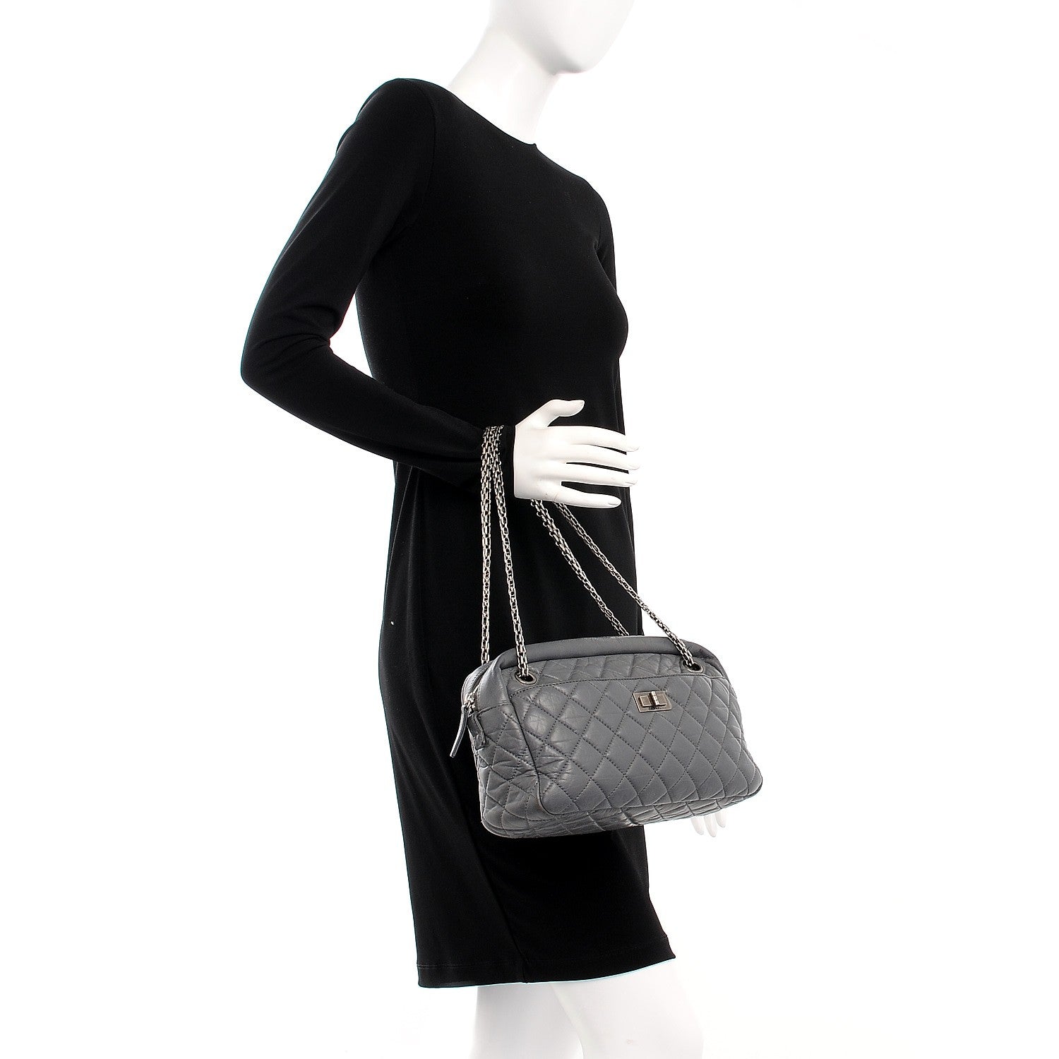 Chanel Aged Calfskin Reissue Medium Camera Case Gray 2 of 12