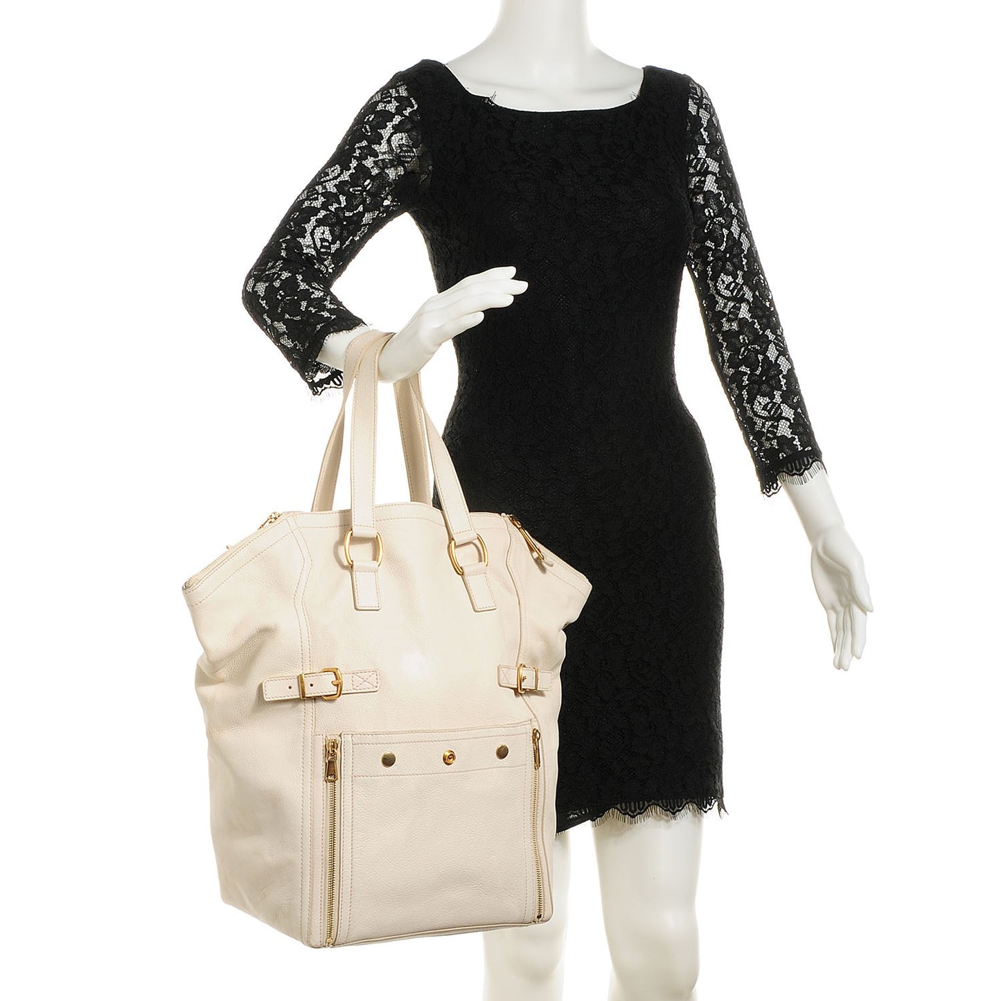 Calfskin Large Downtown Tote Ivory