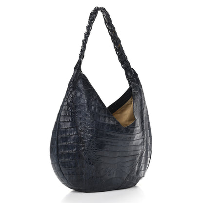 Nancy Gonzalez Crocodile Hobo Navy 3 of 12