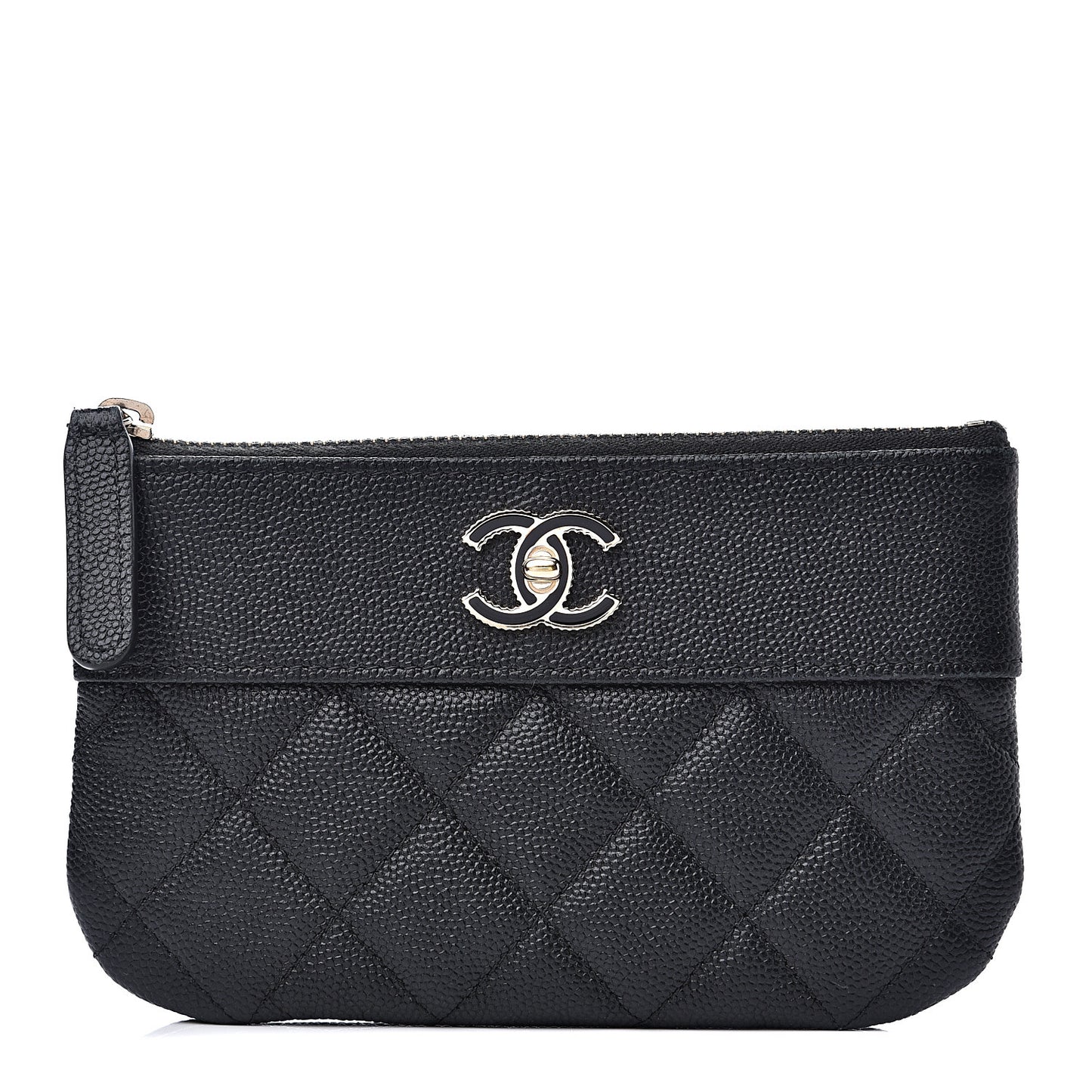 Caviar Quilted Small Vintage Mademoiselle Cosmetic Case Black
