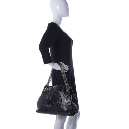 Gucci Patent Medium Soho Chain Shoulder Bag Black 2 of 21