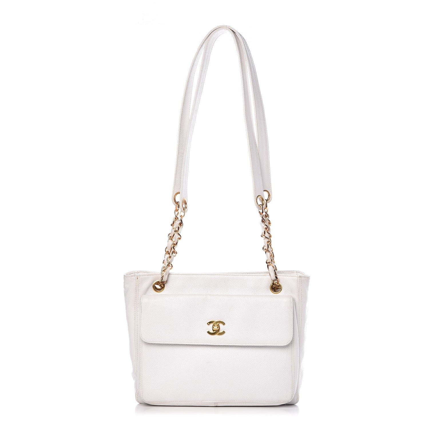 Chanel Caviar CC Flap Tote White 1 of 15