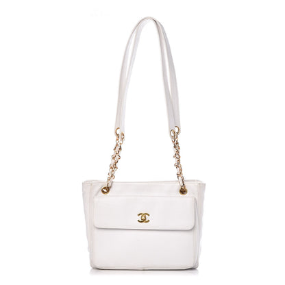 Chanel Caviar CC Flap Tote White 1 of 15