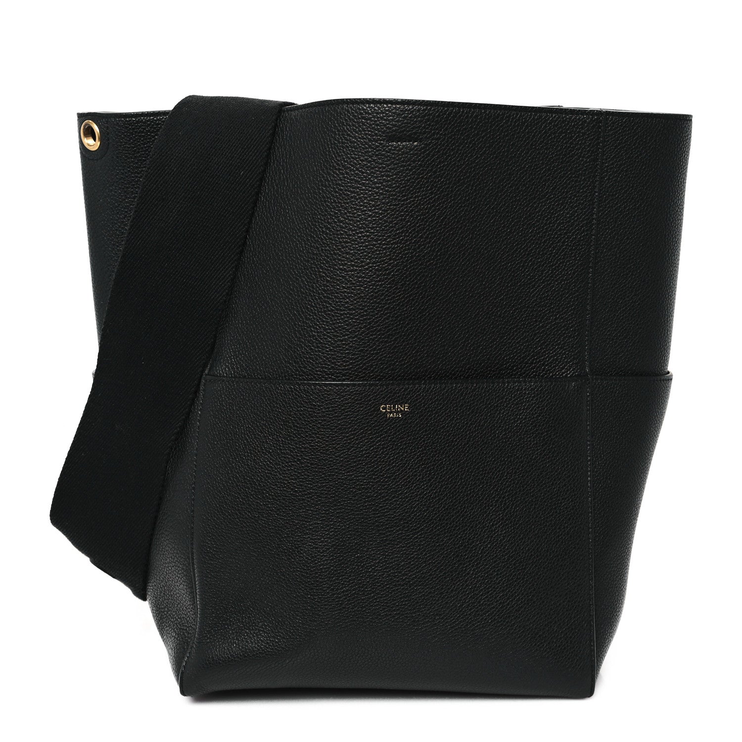 Celine Soft Grained Calfskin Sangle Bucket Bag Black 1 of 11