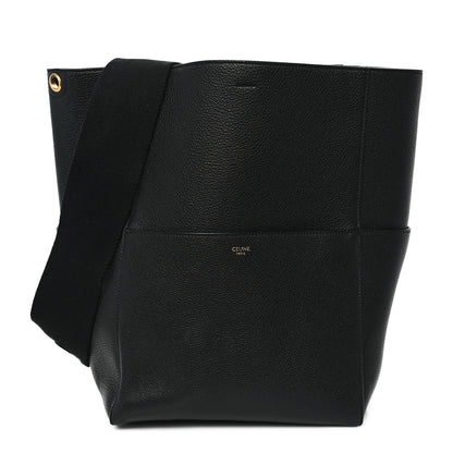 Celine Soft Grained Calfskin Sangle Bucket Bag Black 1 of 11