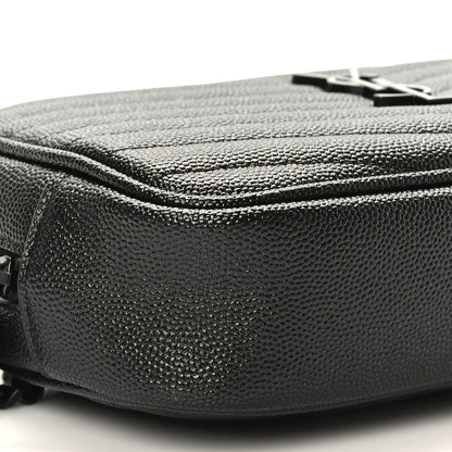 Saint Laurent Grain De Poudre Matelasse Monochrome Monogram Mini Lou Camera Bag Black 8 of 10
