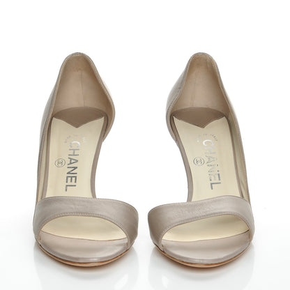 Chanel Metallic Calfskin CC Peep Toe Pumps 39 Champagne 2 of 9