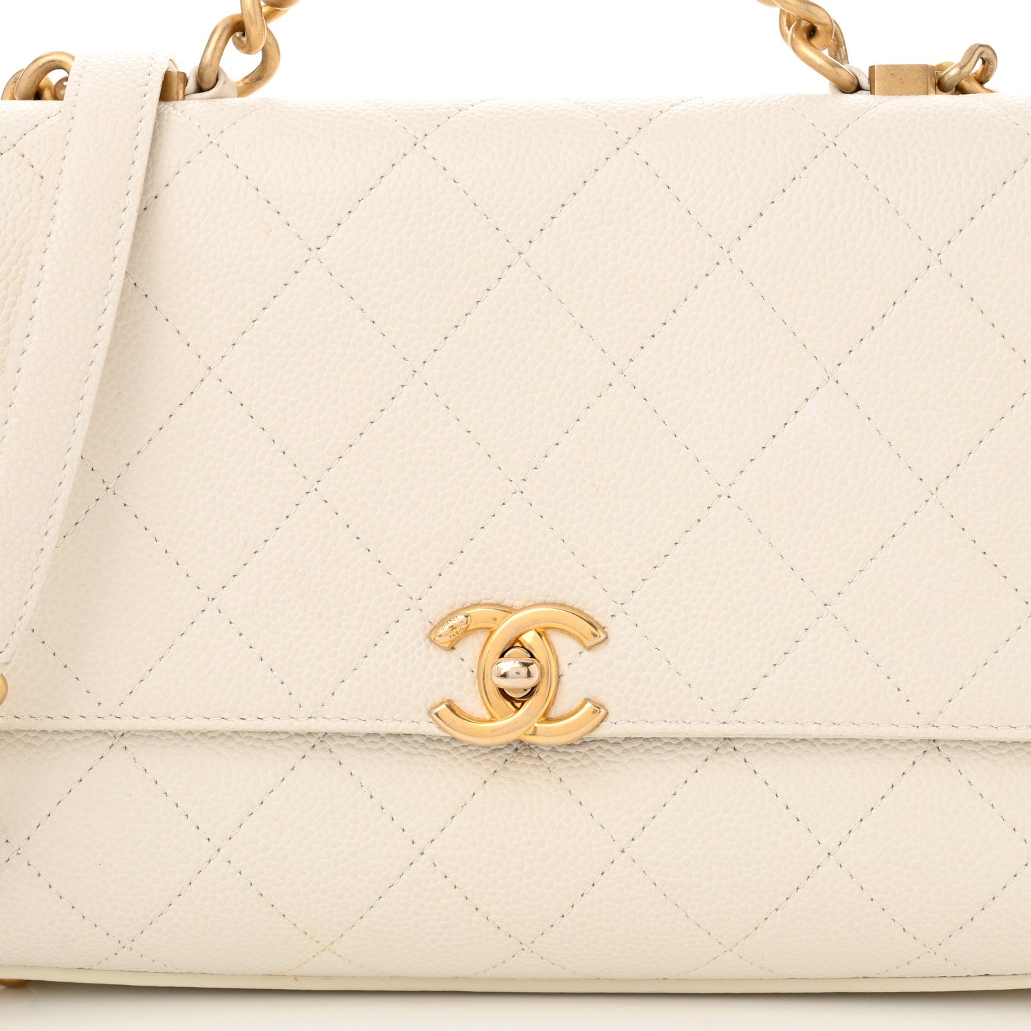 Chanel Grained Calfskin Small Stitched Flap White 8 of 14