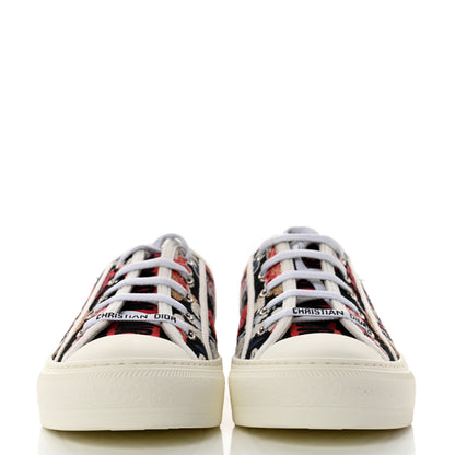 Christian Dior Cotton Floral Pop Embroidered Walk'N'Dior Low Top Sneakers 38 Red Multicolor 2 of 9