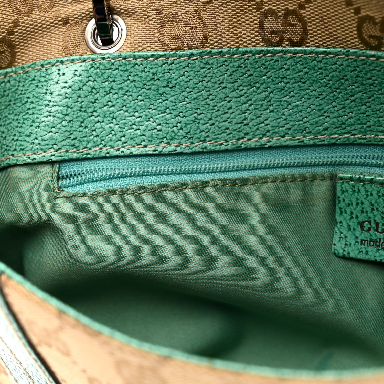 Gucci Monogram Satchel Bag Turquoise 10 of 15