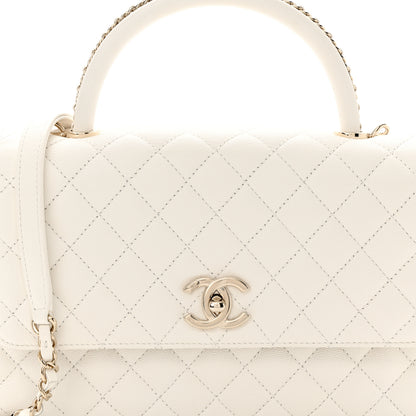 Chanel Caviar Quilted Small Chain Coco Handle Flap White 8 of 13