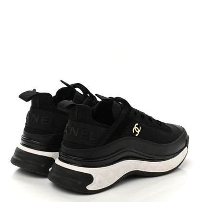 Chanel Velvet Calfskin Mixed Fibers CC Sneakers 37.5 Black 4 of 9