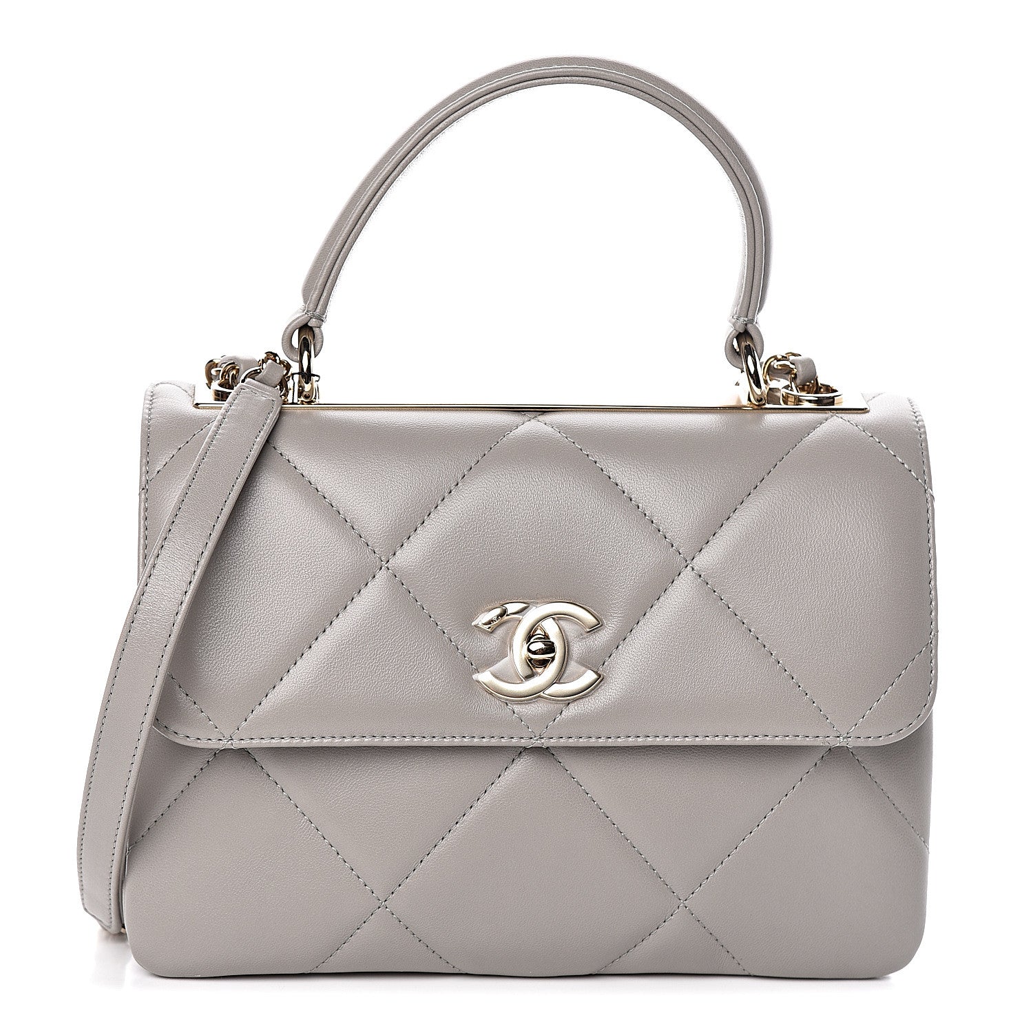 Chanel Lambskin Quilted Small Trendy CC Top Handle Flap Grey 1 of 14
