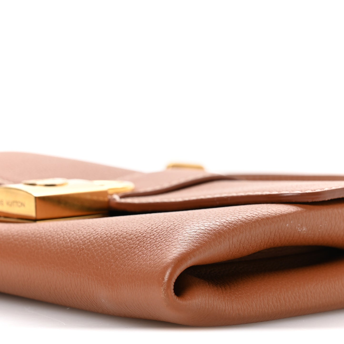 Grained Calfskin Low Key Wallet On Chain Cognac