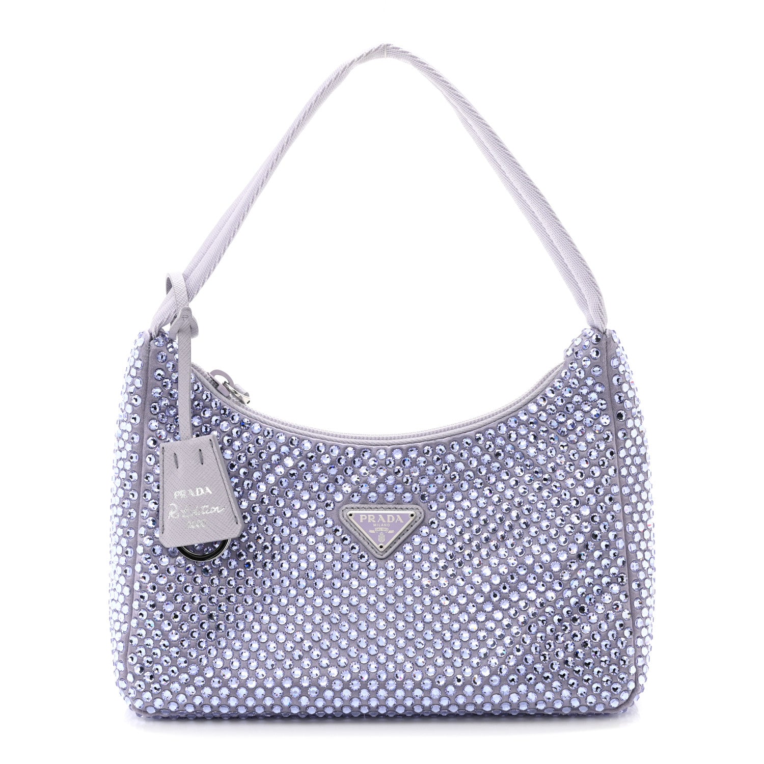 Prada Satin Crystal Mini Re-Edition 2000 Bag Glicine 1 of 10