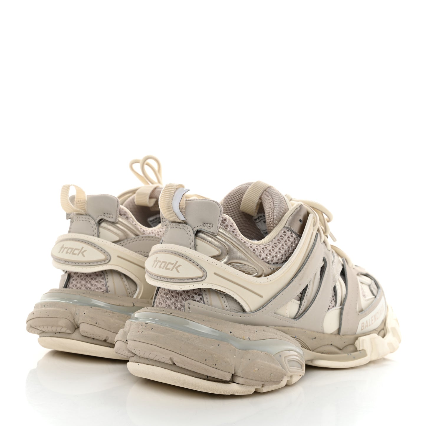 Rubber Mesh Fabric Bi-Color Recycled Sole Womens Track Sneakers 37 Beige