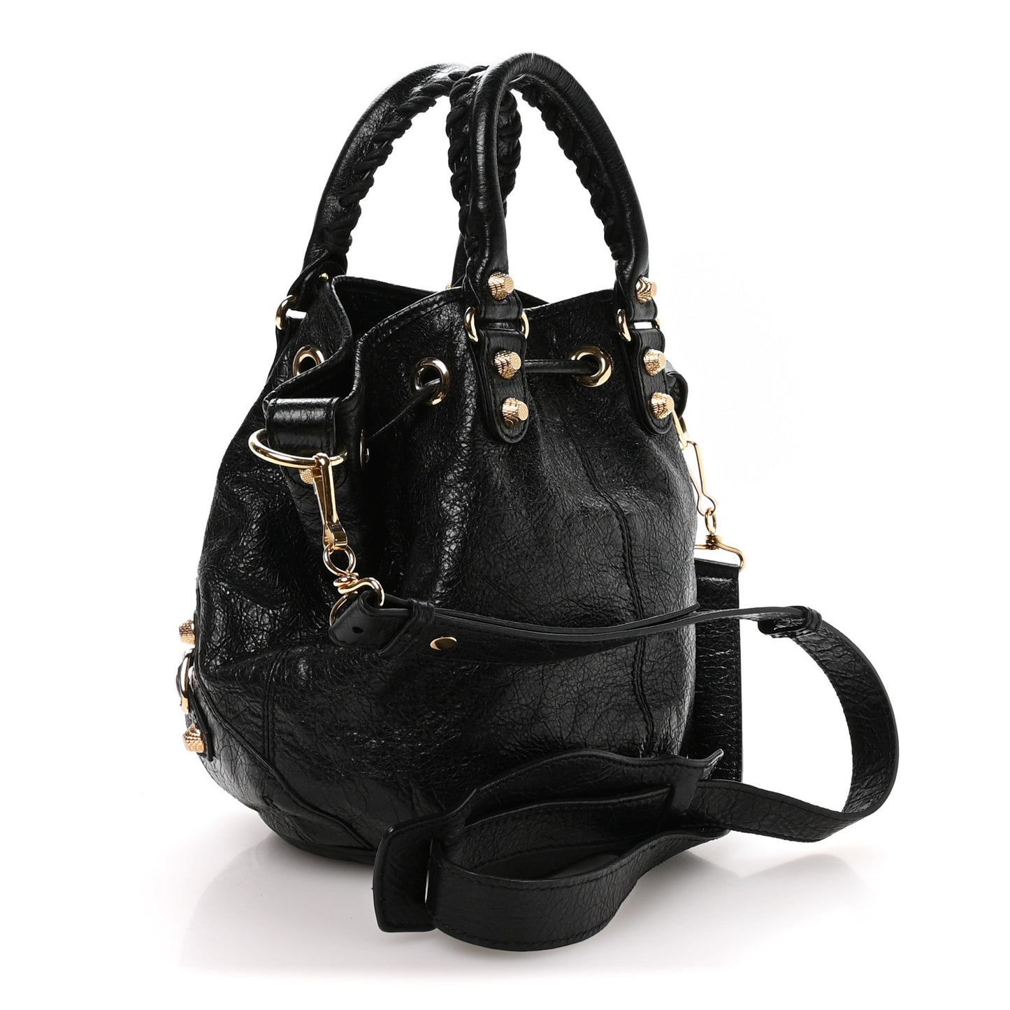 Agneau Giant 12 Gold Hardware Mini Pompon Black