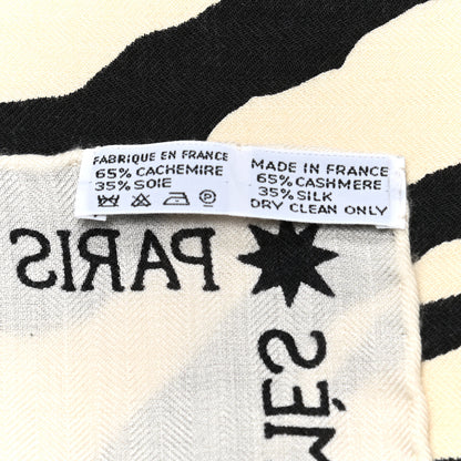Hermes Cashmere Silk Zebra Pegasus Shawl 140 White Black Naturel 6 of 6