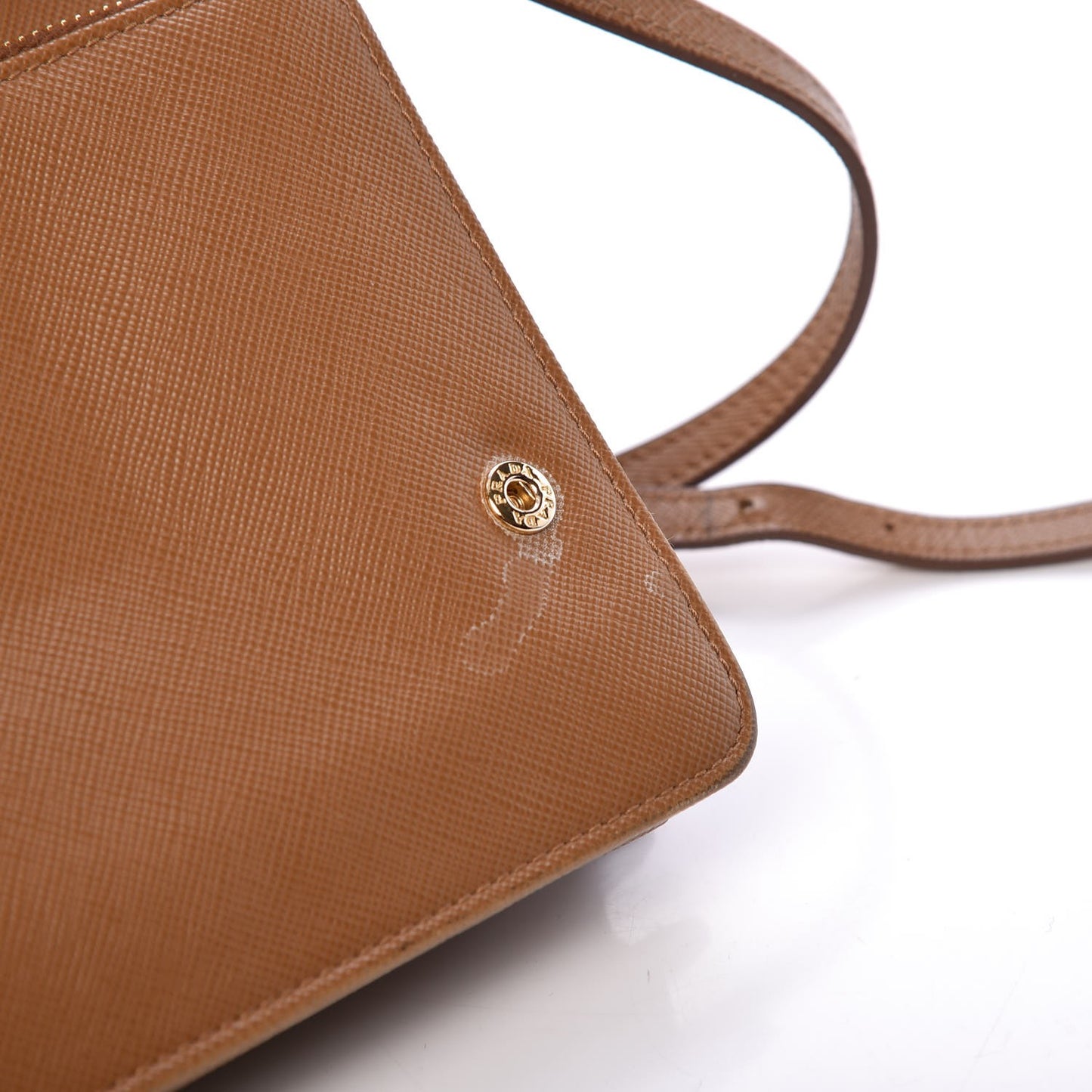 Saffiano Metal Flap Wallet Caramel