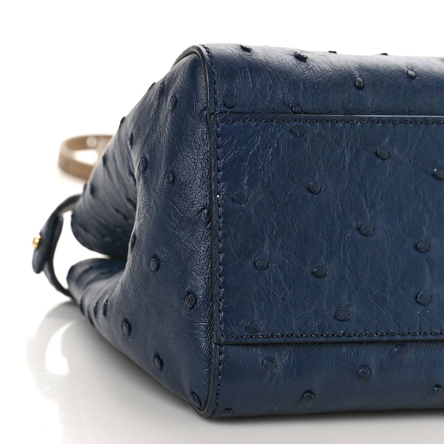 Ostrich Shiny Nappa Mini Peekaboo Iconic Satchel Blueberry Mud