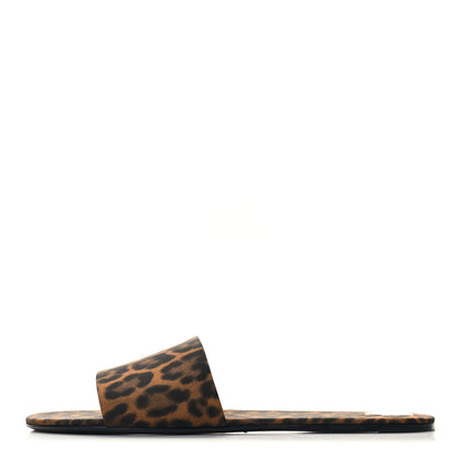 Saint Laurent Grosgrain Carlyle Leopard Slide Sandals 39 Manto Naturale 1 of 9