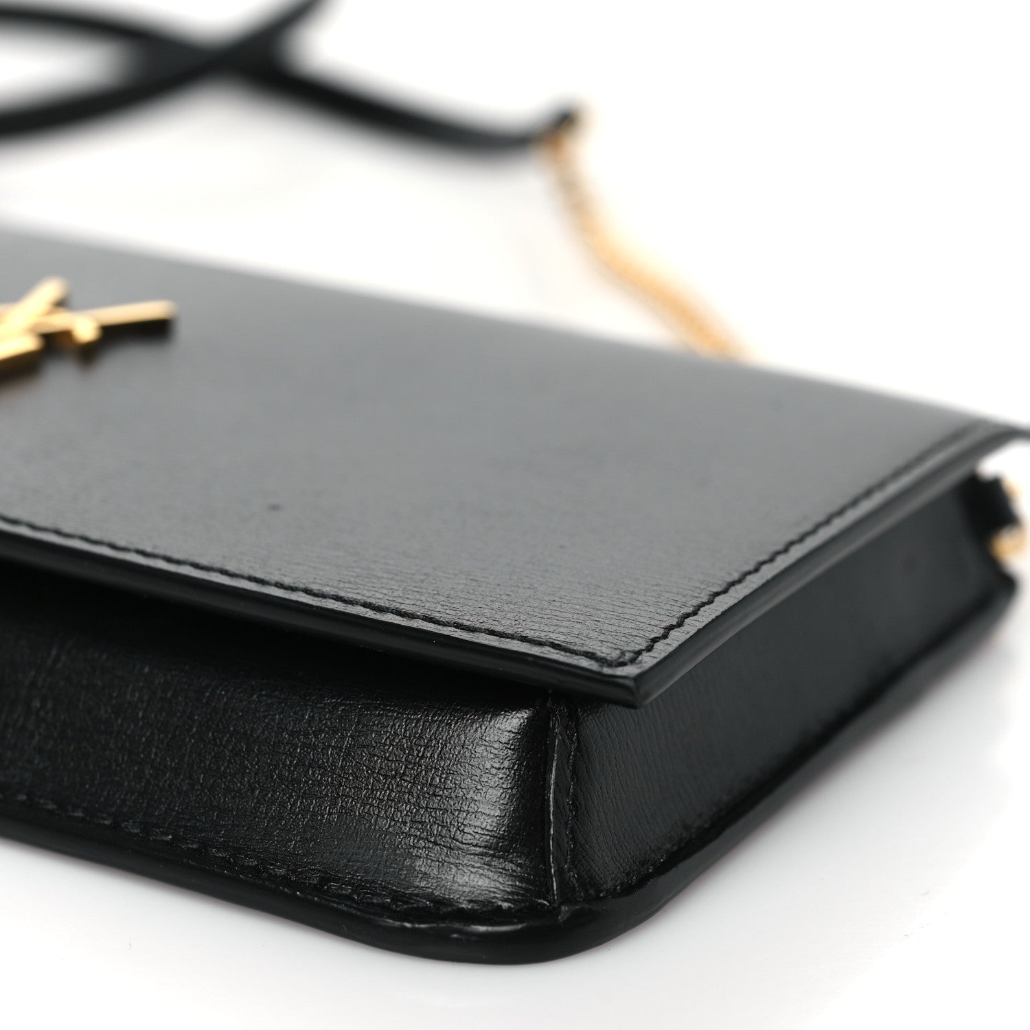 Saint Laurent Grained Calfskin Monogram Phone Holder Crossbody Black 9 of 10