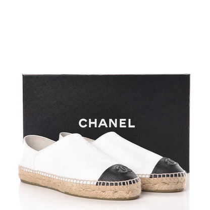 Chanel Grained Calfskin CC Espadrilles 36 White Black 8 of 8